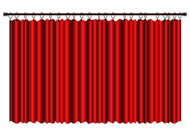 红色窗帘插画图片下载
