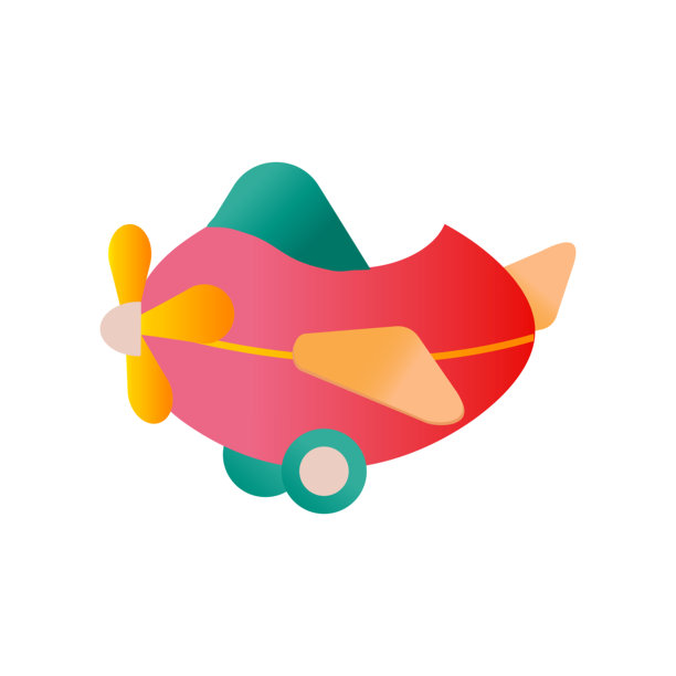 可爱的玩具飞机图标。白色背景上的多彩扁平矢量插画。图片下载