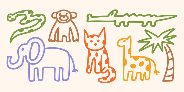 涂鸦丛林野生动物插画集图片下载