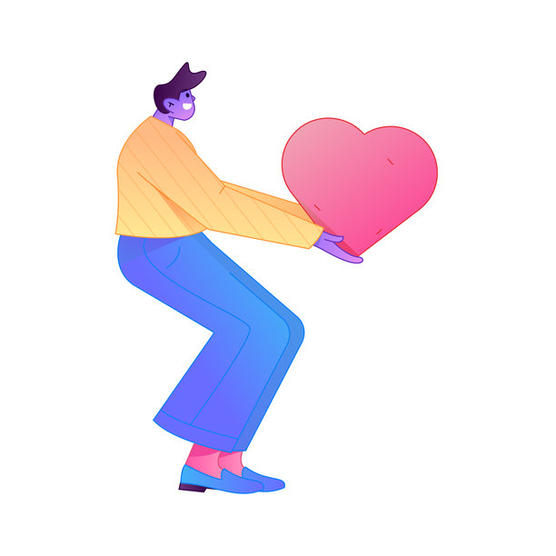 一个人物手持关怀之手、传递爱意的浮雕插画。图片下载