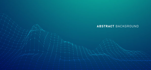 数字科技横幅，绿色蓝色背景概念，带有科技灯光效果，抽象科技，创新未来数据，互联网网络，人工智能大数据，点线连接，插画矢量图片下载
