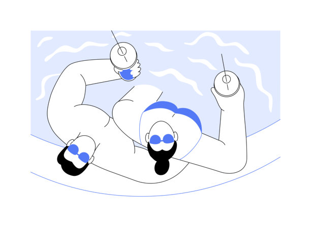 泳池时光卡通矢量插画，孤立元素图片下载