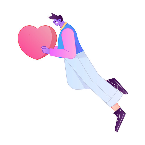 一个人物手捧着爱心之手的浮雕插画，象征着分享爱意的行为。图片下载