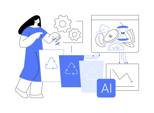 人工智能驱动的食物浪费减少预测抽象概念矢量图。图片下载