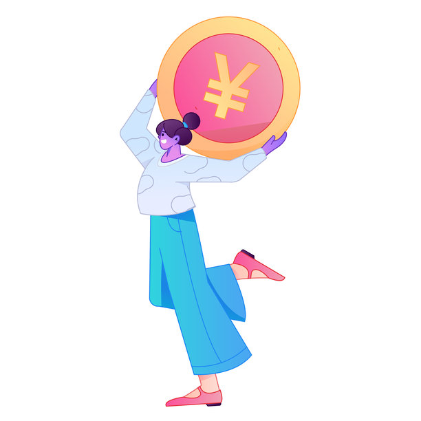 人物动态的专业素描插画，描绘一个人拿着一枚金币。图片下载