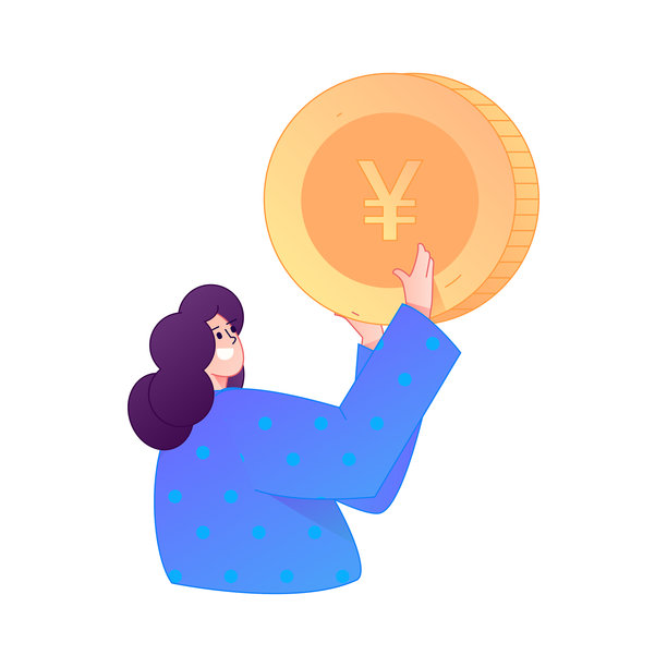 专业素描插画，描绘一个人体运动的形象，手中拿着一枚金币。图片下载