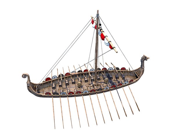 维京船 3D插画图片下载