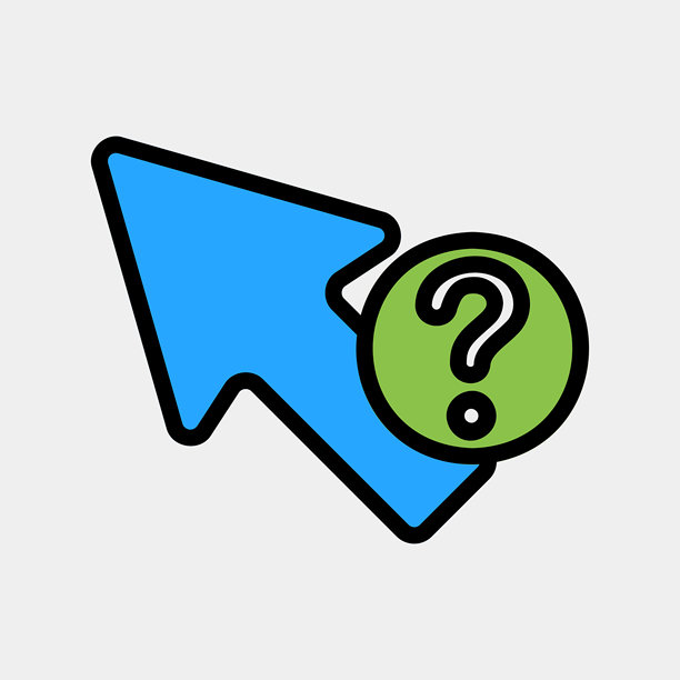 问号光标图标，采用填充线条风格的矢量插画，用于网站、移动应用和演示图片下载