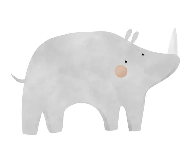 可爱的卡通犀牛矢量插画。野生动物园动物。图片下载