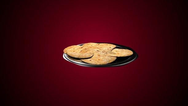 盘子里的印度薄饼解剖图。三维插画图片下载