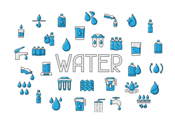 水线性图标背景。水或液体细线插画。图片下载