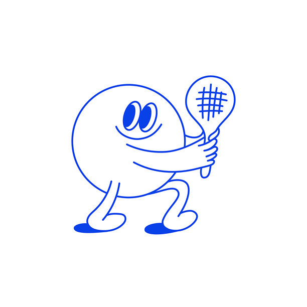 矢量手绘吉祥物插画，板式网球运动印花和海报，带有有趣古怪角色的贴纸，男孩持拍打板式网球，适用于运动俱乐部品牌、健身内容和生活方式设计图片下载