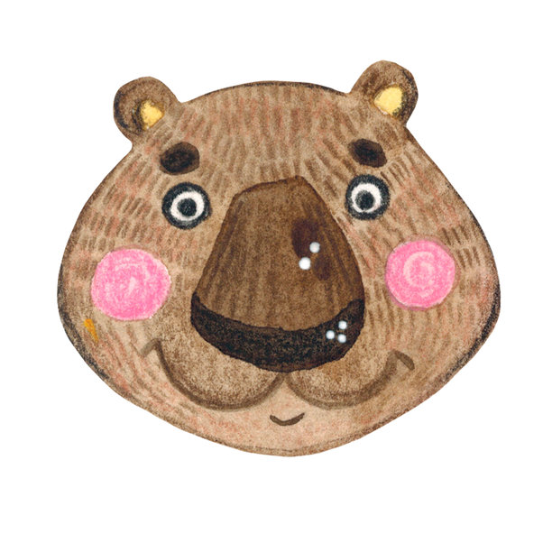 熊脸，手绘水彩插画图片下载