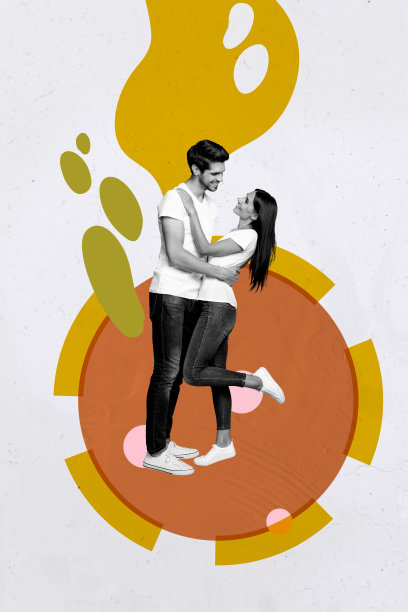 杂志创意竖版照片拼贴，快乐的女孩、男孩情侣周末派对庆祝活动，迪斯科，放松时刻图片下载