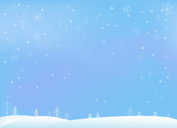 冬季雪景配圣诞树扁平插画。飘雪的节日森林场景矢量图。宁静的冬日仙境松树背景。图片下载