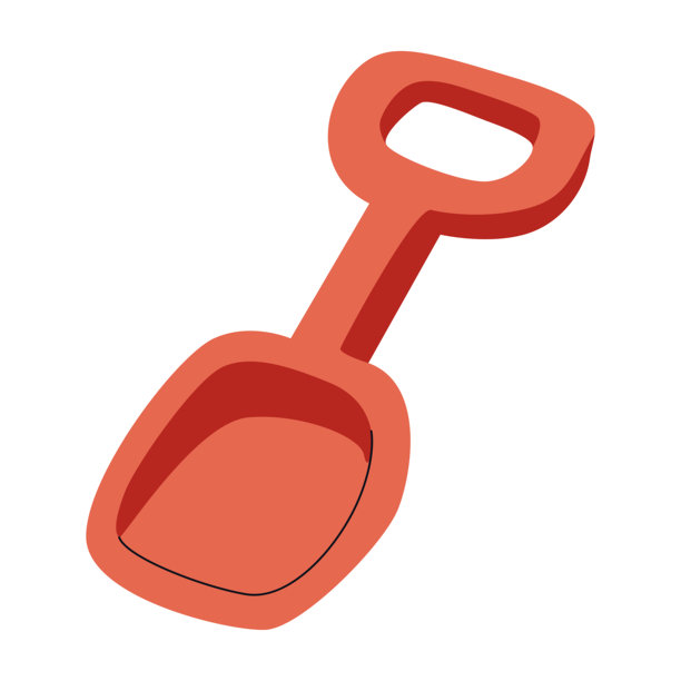 红色的塑料沙铲，沙滩玩具，夏季度假元素，儿童插画，沙盒游戏，户外趣味活动。矢量图，孤立在白色背景上。图片下载