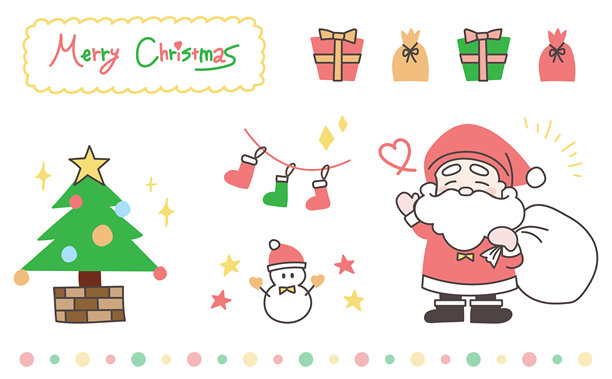 可爱的手绘多彩圣诞插画集图片下载