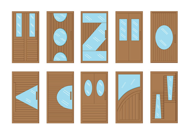 白色背景上的木门设计插画矢量图图片下载