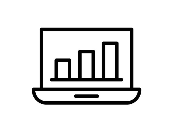 笔记本电脑屏幕上的折线图，代表数据增长和商业成功图片下载