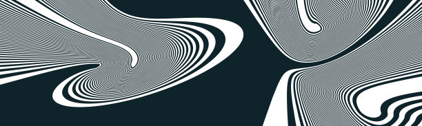 迷幻图案，线条融化扭曲。几何背景由条纹构成。3D矢量插画，适用于手册、年度报告、杂志、海报、演示文稿、传单或横幅。图片下载