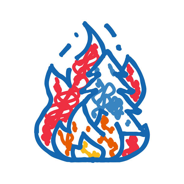 抽象火焰涂鸦插画图标，带有彩色火焰图片下载