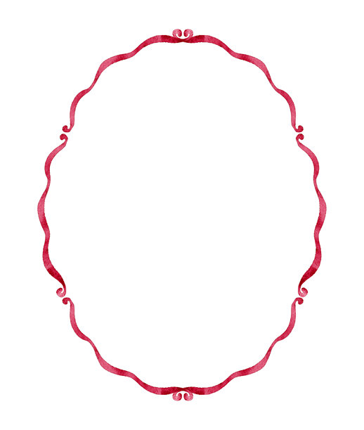 红色水彩画框，带有漩涡图案。手绘插画，适用于邀请函、婚礼文具和节日贺卡。图片下载