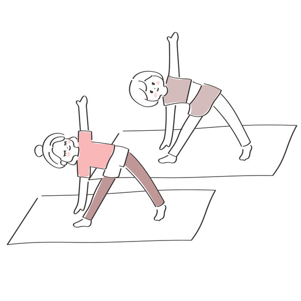 年轻女性享受瑜伽的插画图片下载