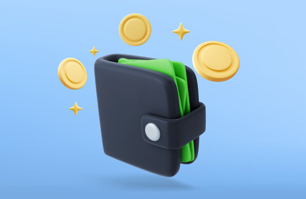 3D矢量钱夹，装有绿色现金，在线支付概念。矢量插画。图片下载