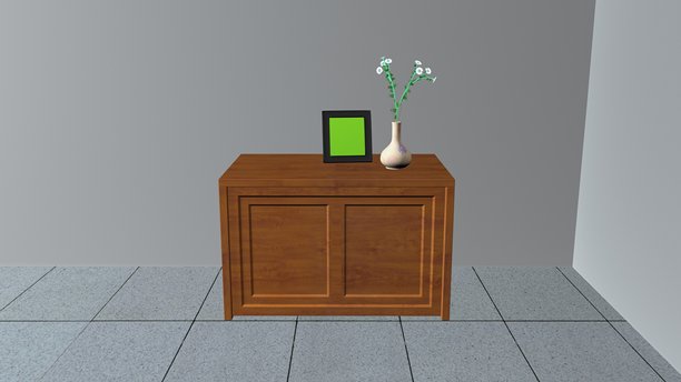 桌子上的花瓶解剖图。三维插画图片下载