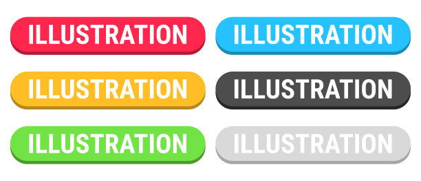 插画 - 彩色三维点击网页按钮，置于空白背景上图片下载