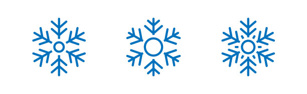 三个蓝色的雪花图标。用于节日贺卡、数字横幅和圣诞设计项目的简约线条冬季插画图片下载