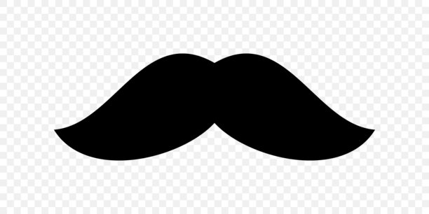 黑色胡须剪影图标。粗体矢量胡须插画，透明背景，适用于标志、复古海报、理发店品牌和时尚图形。图片下载