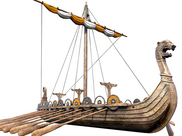 维京海盗船 3D插画图片下载