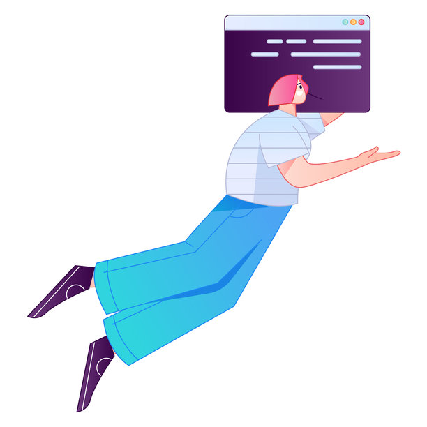 适用于开发和编程项目的矢量扁平渐变人物插画。图片下载