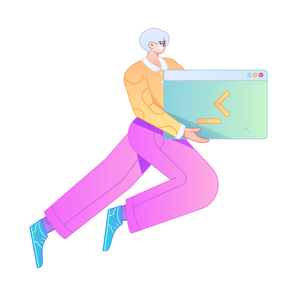 用于开发和编程项目的矢量扁平渐变人物插画。图片下载