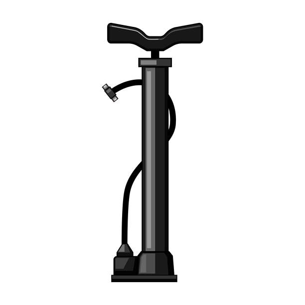用于轮胎充气的自行车落地打气筒插画图片下载
