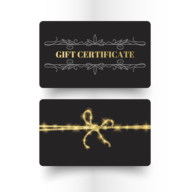 别致的礼品券，带有金色闪光和闪烁效果。礼品卡矢量图券模型插画，折扣证书优惠券集。图片下载