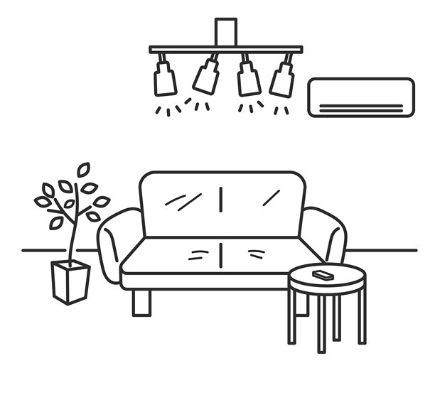 极简风格的房间插画，线条画图片下载