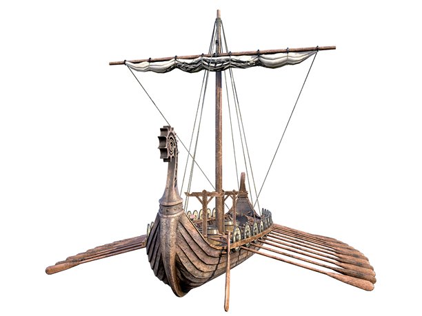 维京海盗船 3D插画图片下载
