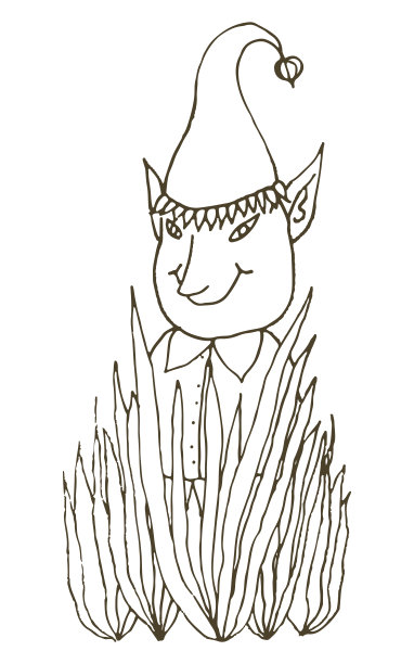 奇幻精灵在草地中 – 手绘线条插画图片下载