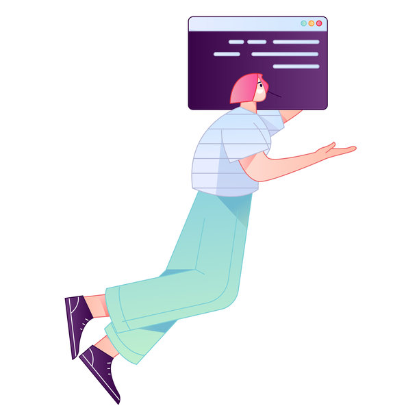 用于开发和编程项目的矢量扁平渐变人物插画。图片下载