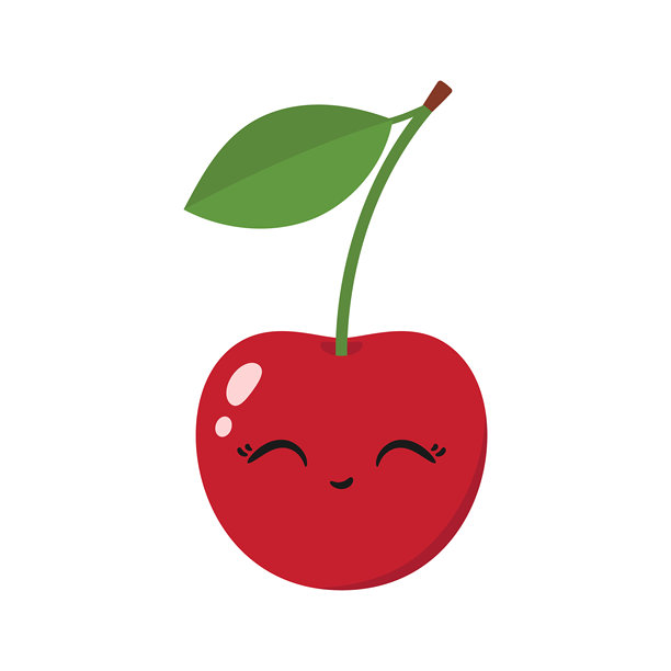 樱桃水果，可爱的卡通角色，快乐的笑脸，大眼睛，可爱风格，矢量插画。图片下载