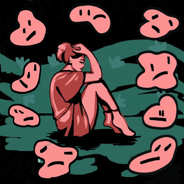 焦虑女性的情感插画图片下载