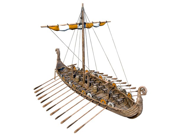 维京海盗船 3D 插画图片下载