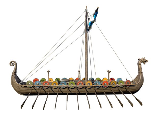 维京船 3D 插画图片下载