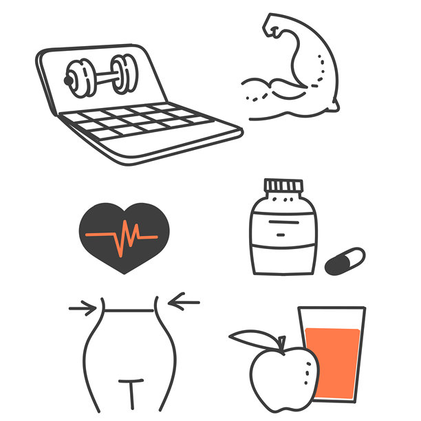 手绘涂鸦数字健身图标插画图片下载