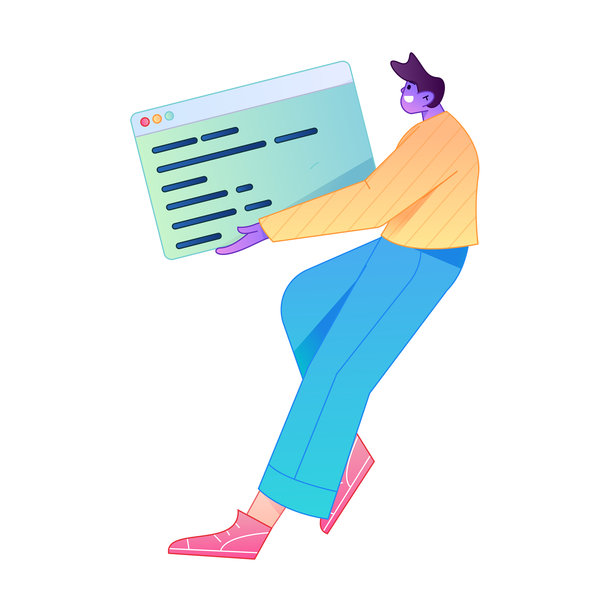 用于开发和编程项目的矢量扁平渐变人物插画。图片下载