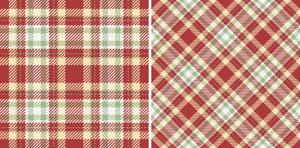 织物格纹图案，苏格兰格子背景，无缝矢量图。圣诞配色。时尚灵感图片。图片下载