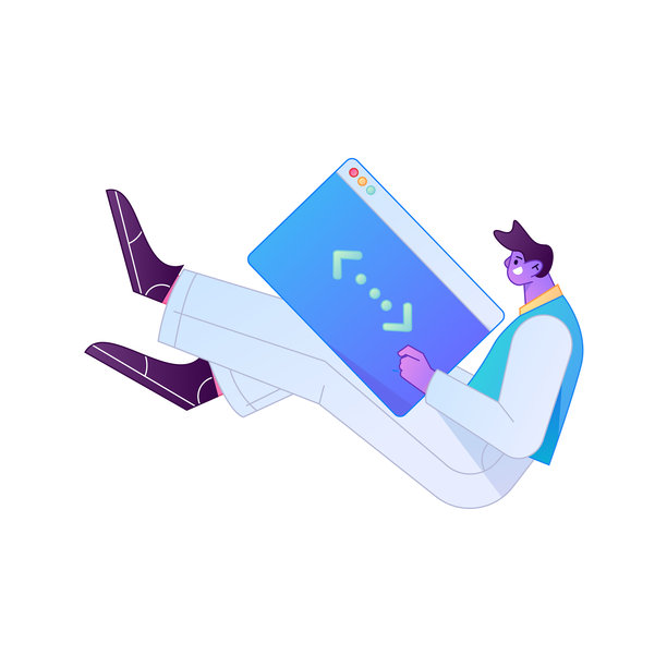 用于开发和编程项目的矢量扁平渐变人物插画。图片下载