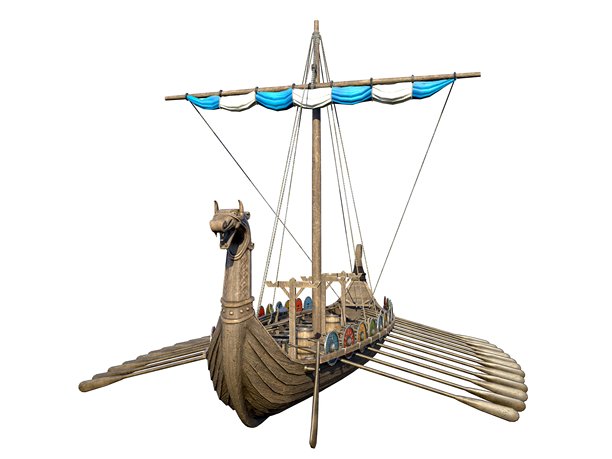 维京海盗船 3D插画图片下载